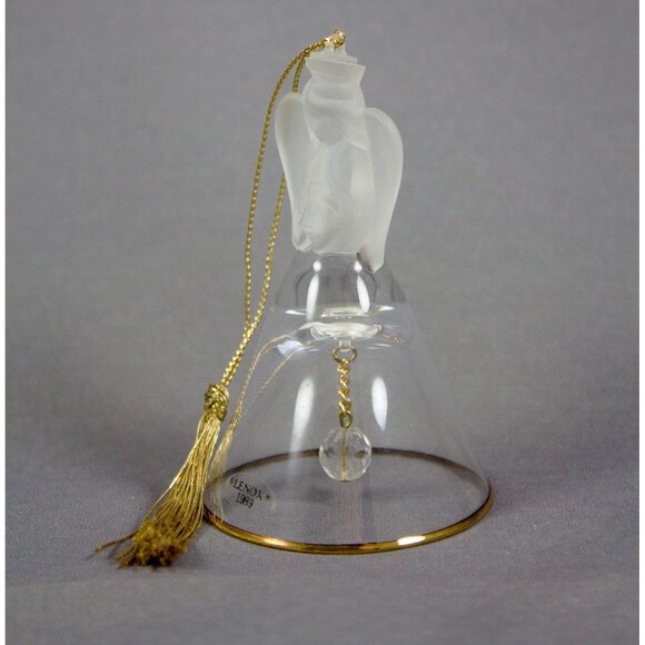Lenox Crystal Frosted Angel Bell Ornament with Original Box 1989 - Picture 2 of 10